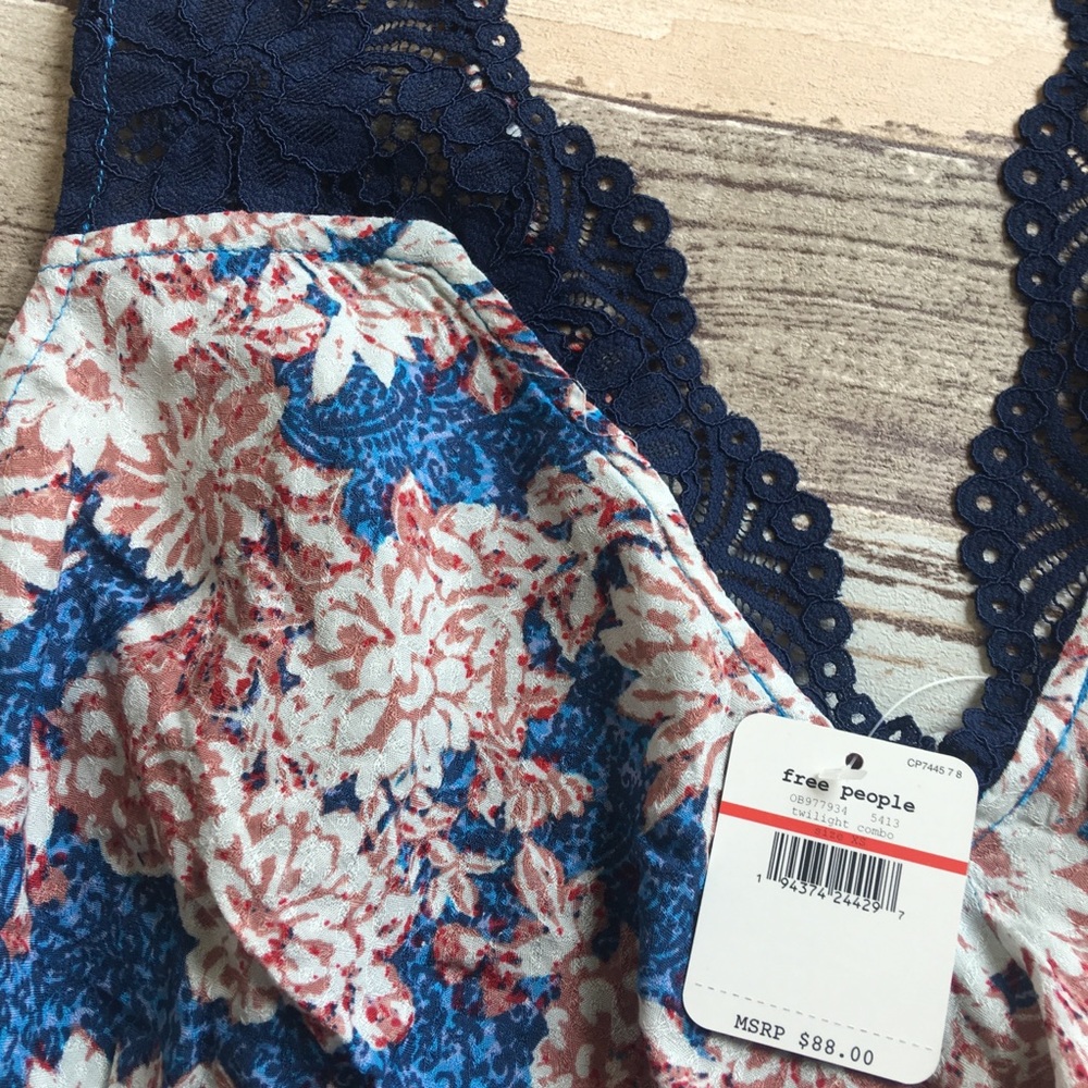 FREE PEOPLE | Morning Sun Boho Mini Slip Dress Blue NEW - Picture 3 of 7
